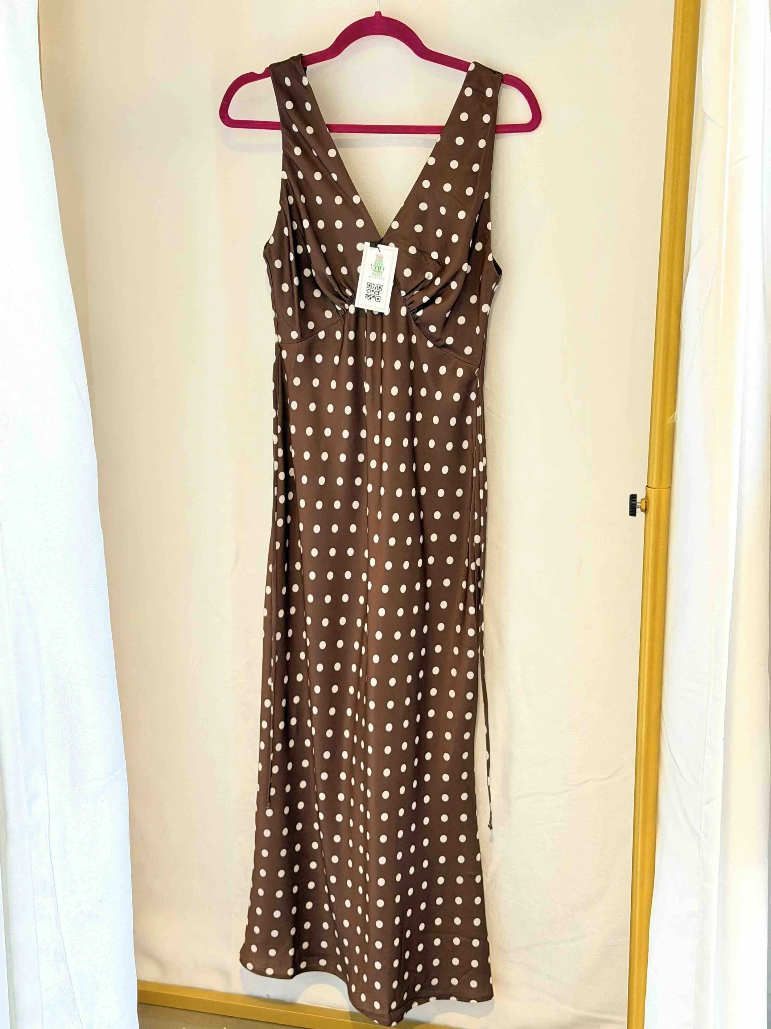 Brown white-Polka Dot Midid Dress .jpg