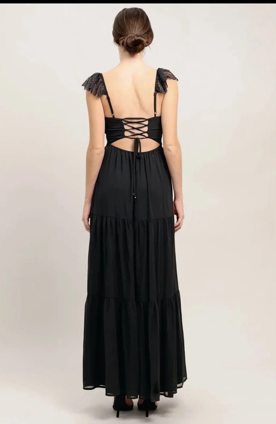 Lace Maxi Dress with Bare Back