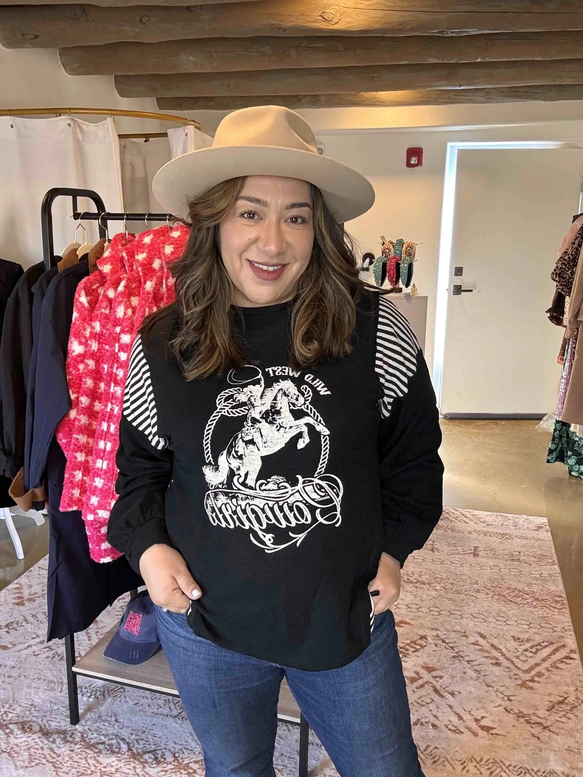 Western-Inspired Oversized Knit Top