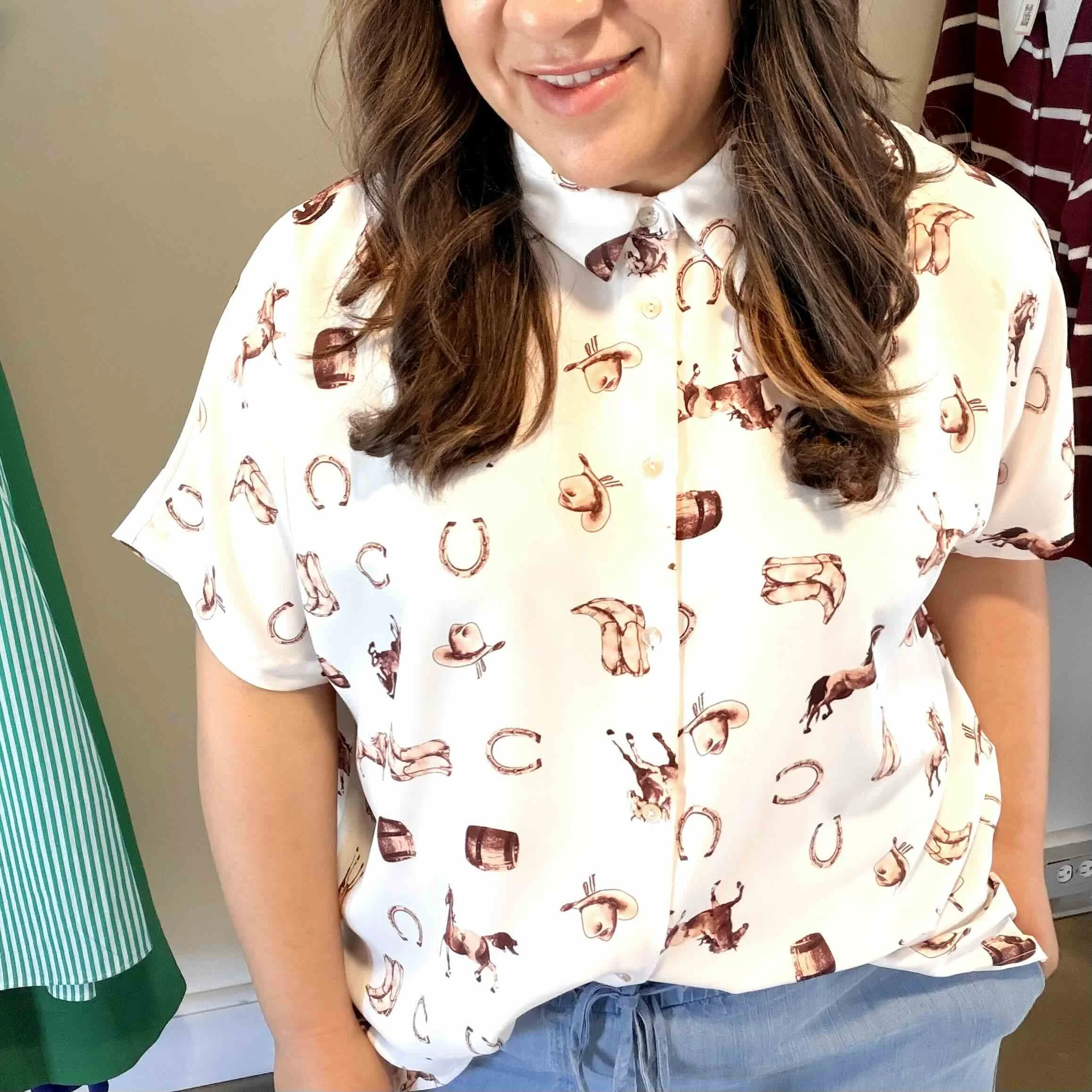 Western Breeze Oversized Button-Up Top