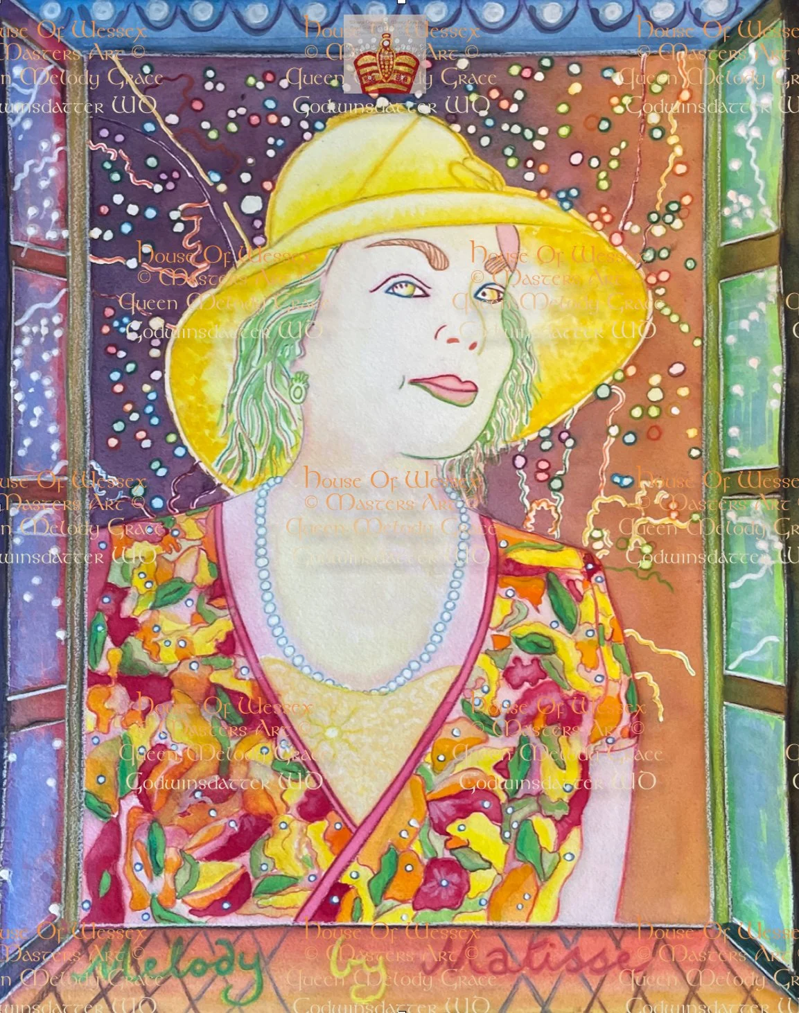 "Melody By Matisse". A Henri Matisse Masters Study, a self portrait of Queen Melody, with attention to the perspective, the window of Matisse's studio and Matisse effects. 