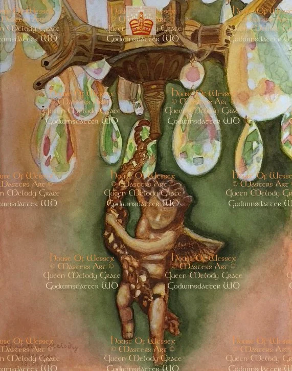 "Champagne and Chandeliers". An original by Queen Melody Grace Godwinsdatter WD, from the Publication "Champagne and Chandeliers"