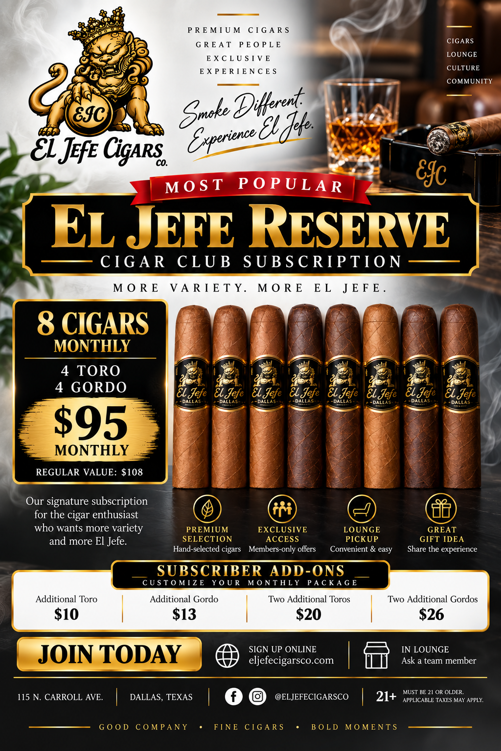 El Jefe Reserve Cigar Club Subscription Flyer.png