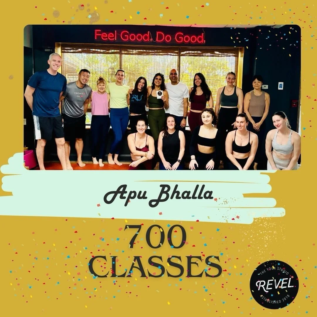 History was made at Revel Yoga on Friday🌟
We are absolutely thrilled to celebrate @apabhalla who just crushed her 700th class with us! 
This isn&rsquo;t just a number&mdash;it represents 700 hours of sweat, dedication, and showing up for herself.

T