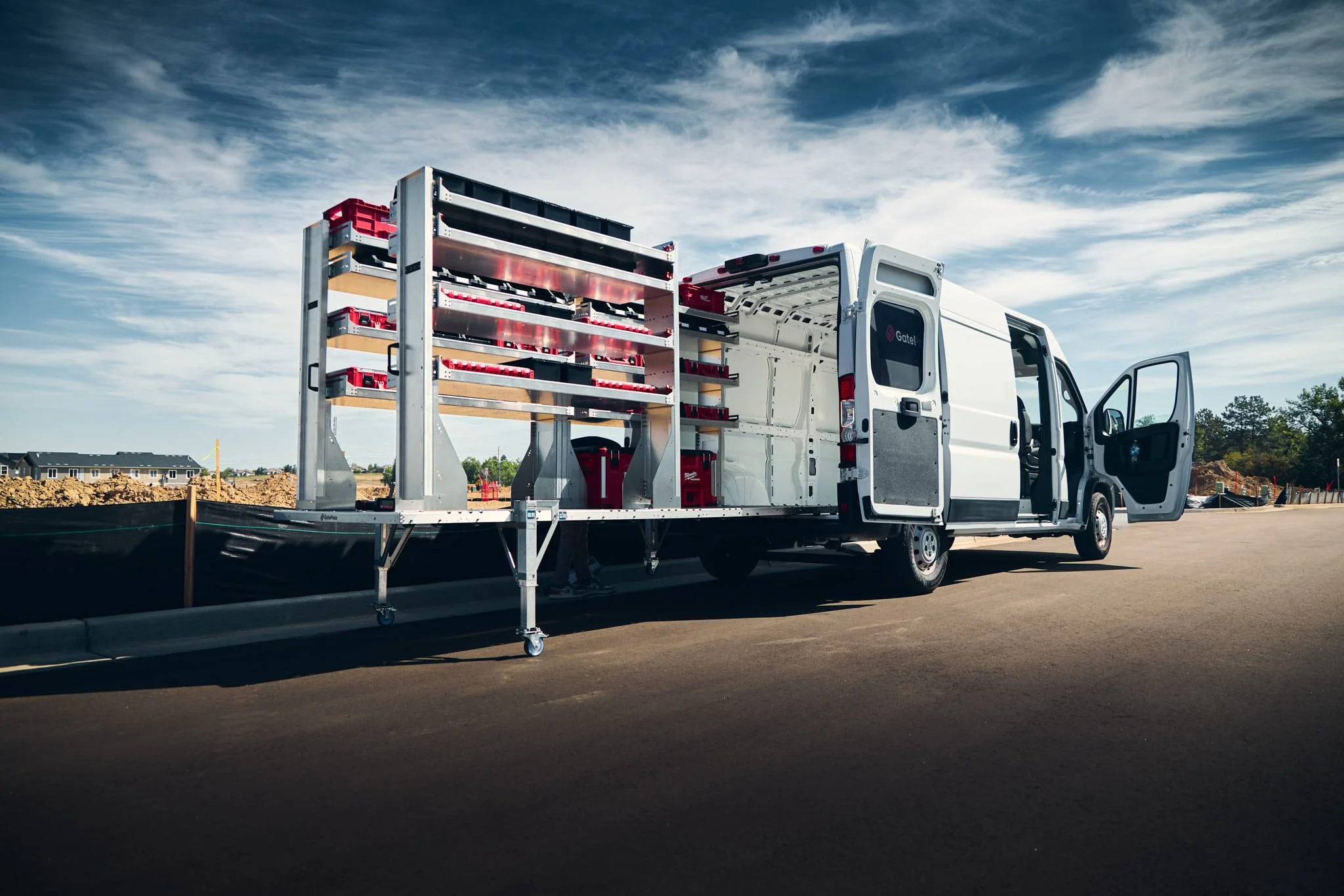 photography of a completely pull-out shelving unit 