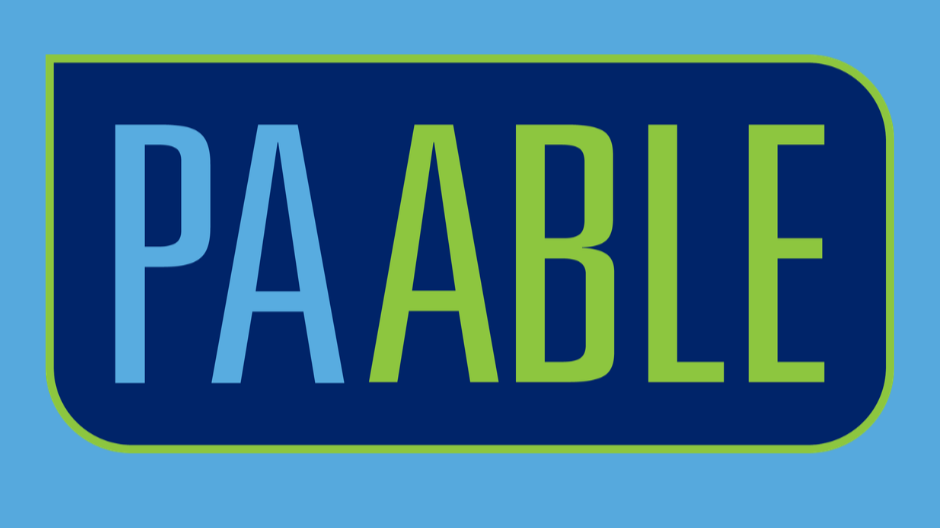 PA ABLE logo, in shades of blue and green