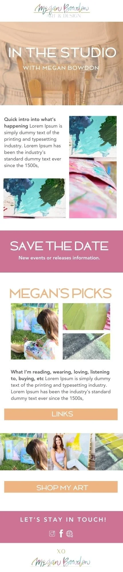 Megan Bowdon Art Announcement Email Template