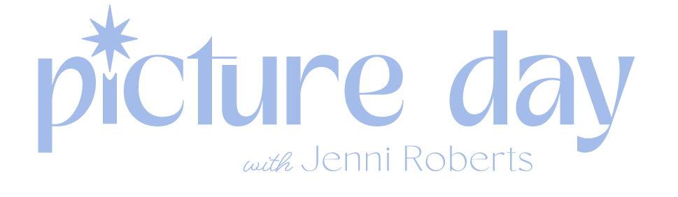 Logo for 'Picture Day with Jenni Roberts' featuring a star graphic above the text.