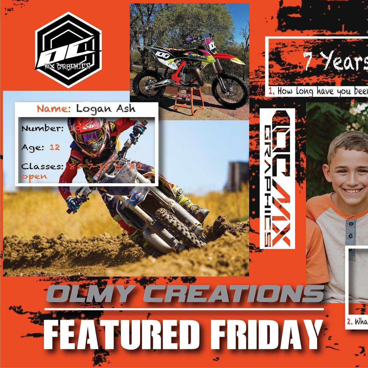 Featured Fridays //

@olmycreations x @logan100ash 

Our Feature this week is Logan Ash, you&rsquo;ll find him ripping local nor cal tracks like Oatfield Hangtown and Club Moto. Logan comes from an awesome family and they have supported our movement 