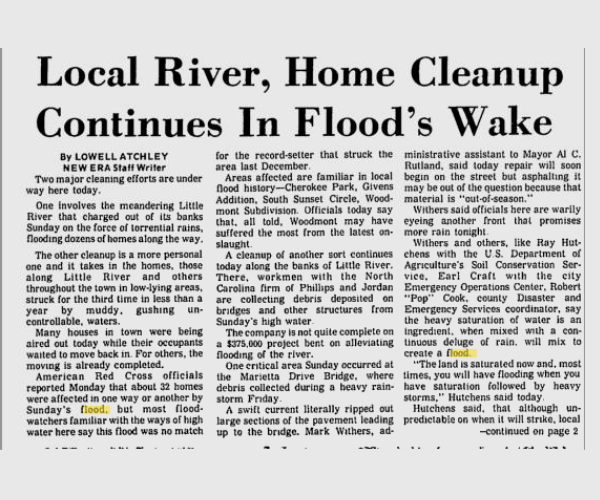 Flood History — South Fork Little River Flood Control Project