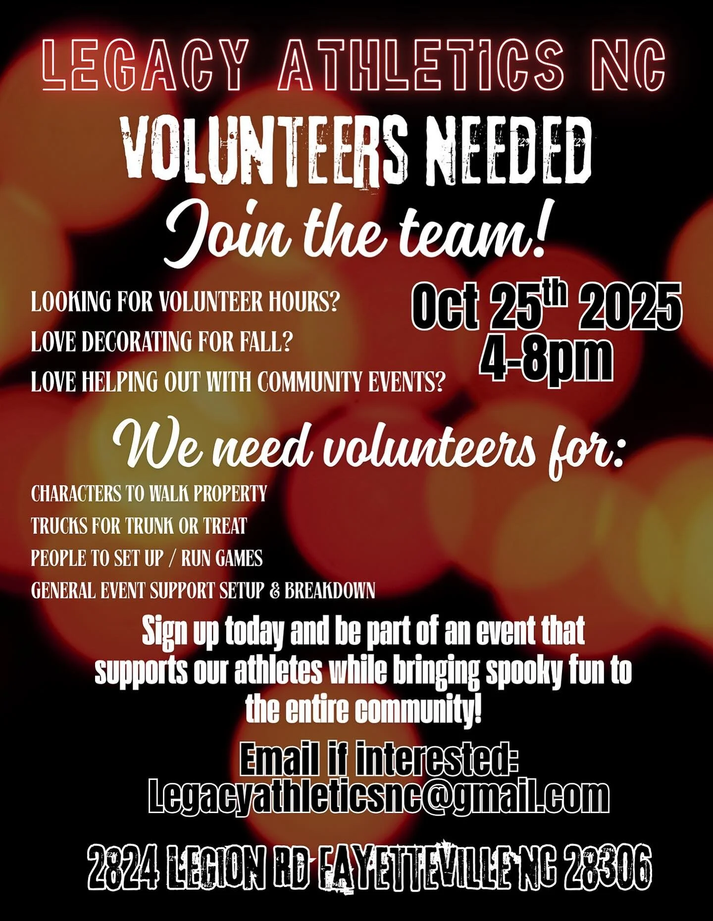 We’re looking for awesome volunteers who love decorating, bringing joy to the community, and spreading those Halloween vibes. From dressing up as spooky (or silly!) characters to roam the property, to hosting a creative trunk full of treats for