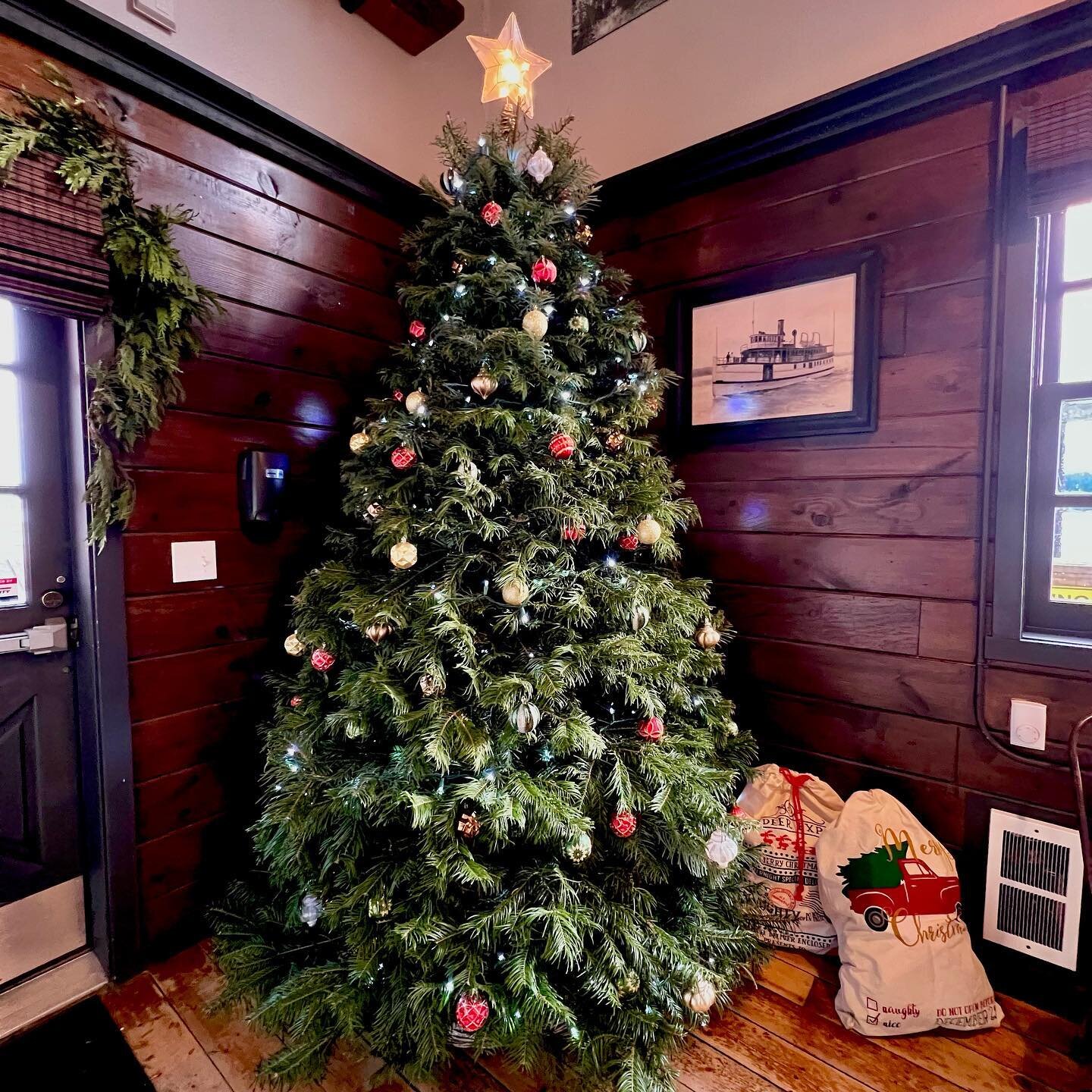 We spotted @the_cove_on_penn_cove one of the Grand Firs we sell at the nursery all decked out for the season. @goodboyfarms.whidbey provided the most beautiful trees.  We still have some left. Come get yours today. 

#christmasstree #christmas2023 #c