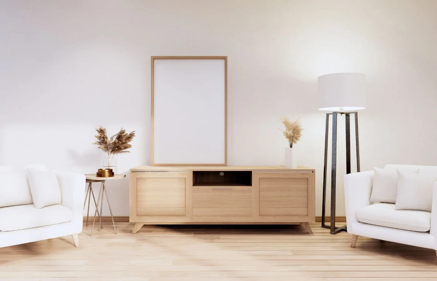 Minimalist living room with decor