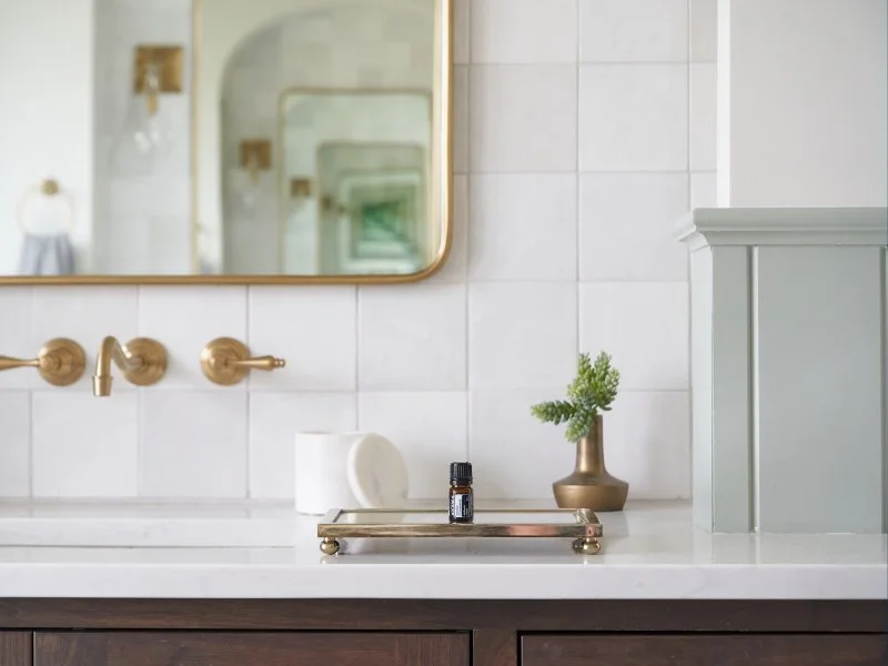 Organized bathroom counter with minimalist decor