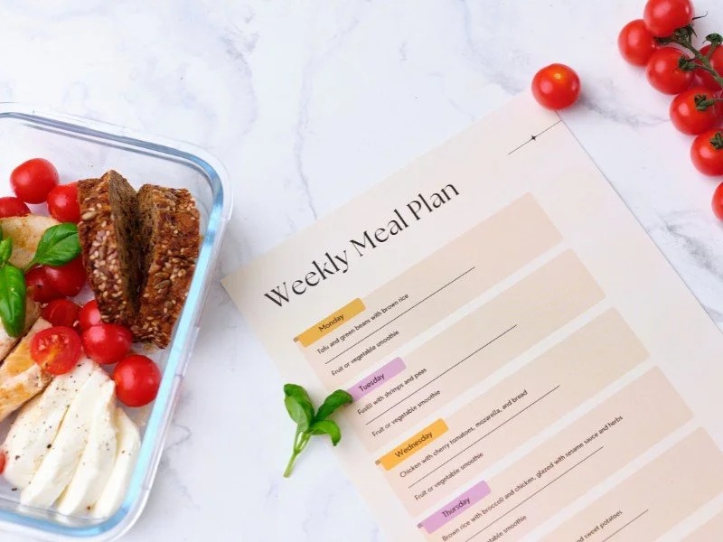 Weekly meal planning with a detailed schedule.