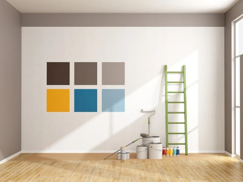 Color palette, wall transformation underway.