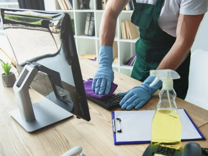 Deep cleaning, sparkling and fresh workspace.