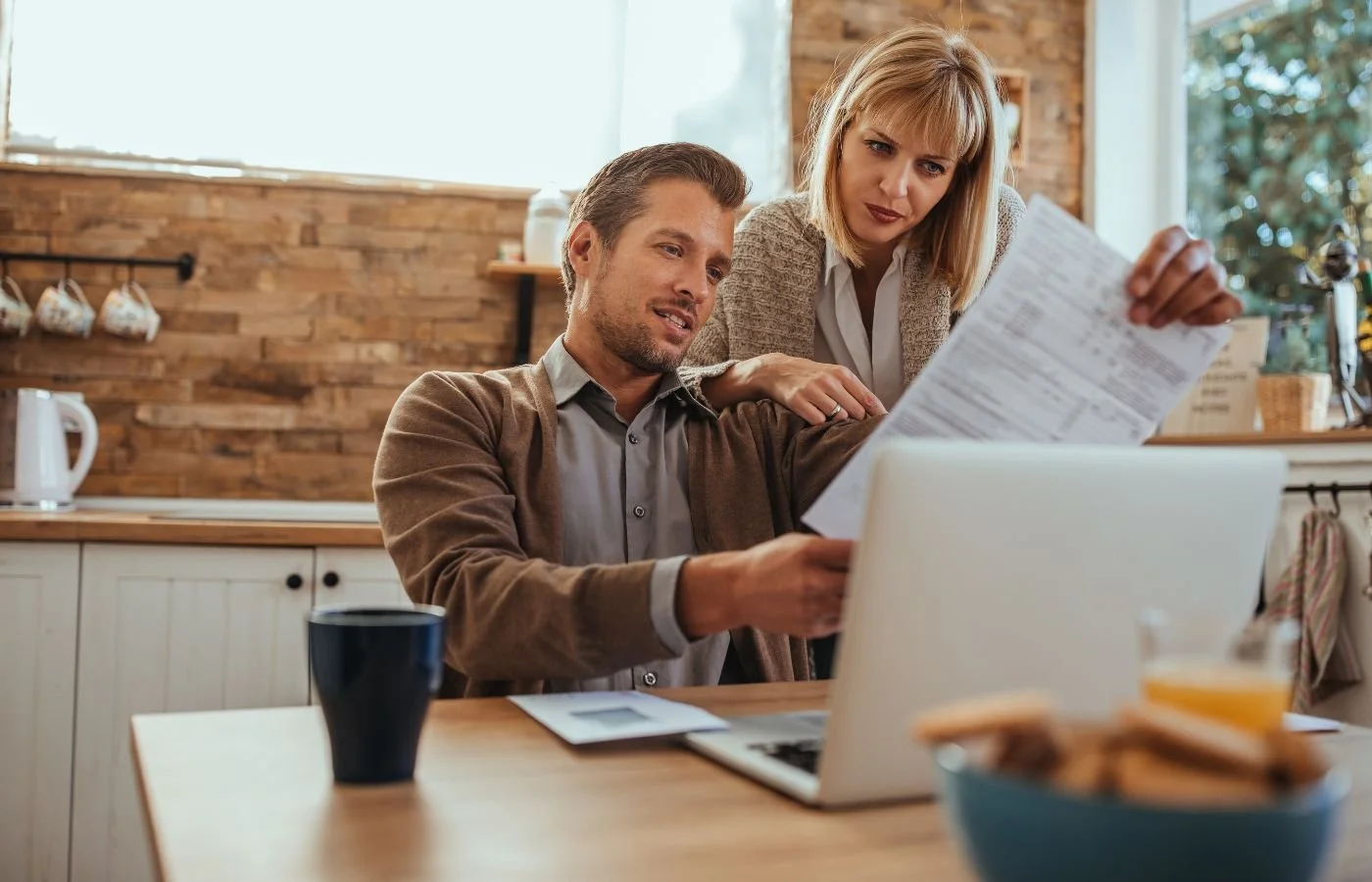 Couple reviewing finances together