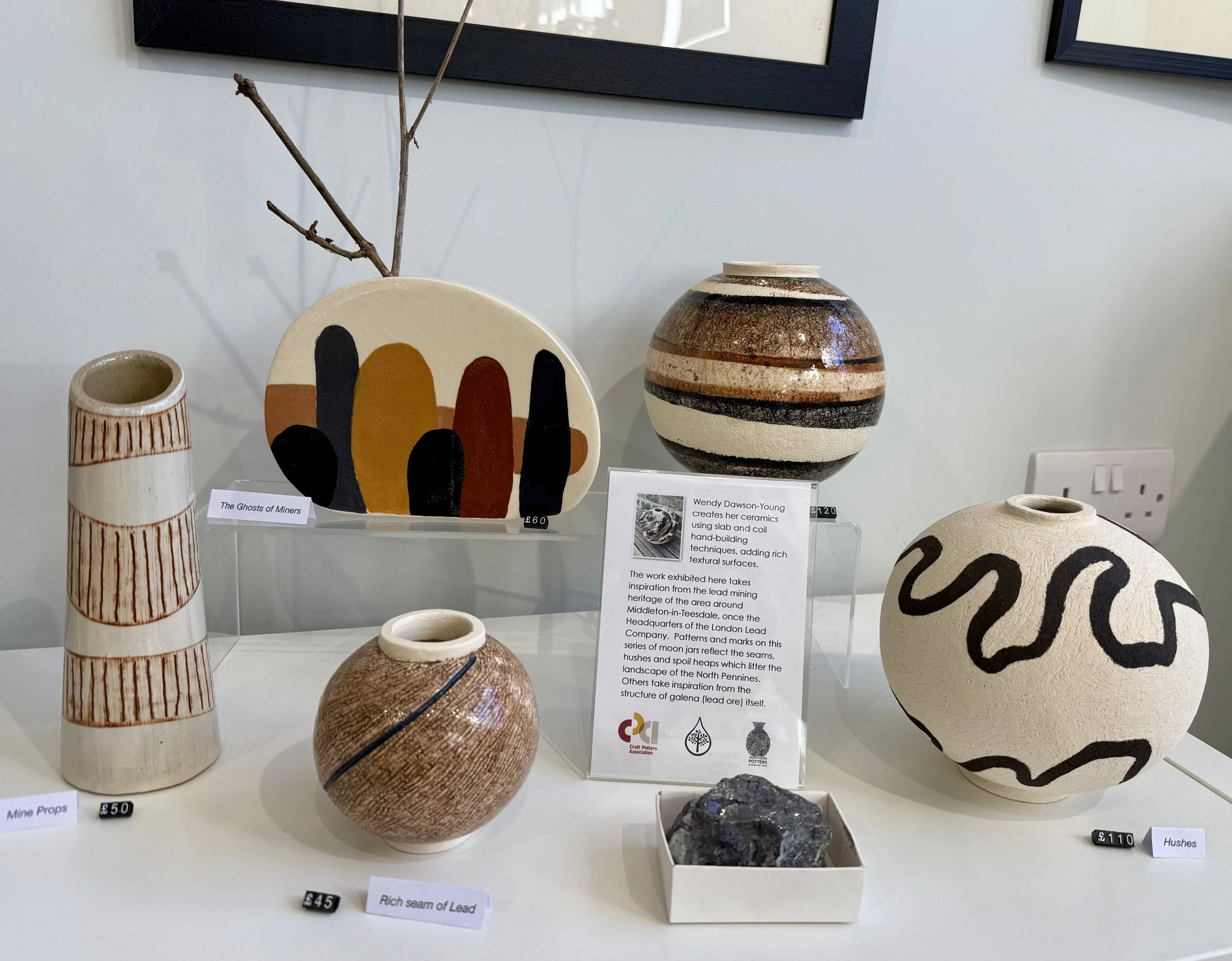 Various vessels inspired by the lead mining heritage of the North Pennines.  POA
