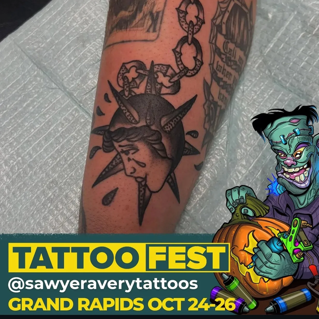 @sawyeraverytattoos and @beauty.by.vixen are both excited to be at this years @grandrapidstattoofestival make sure to book with them and to stop by the the booth to visit
