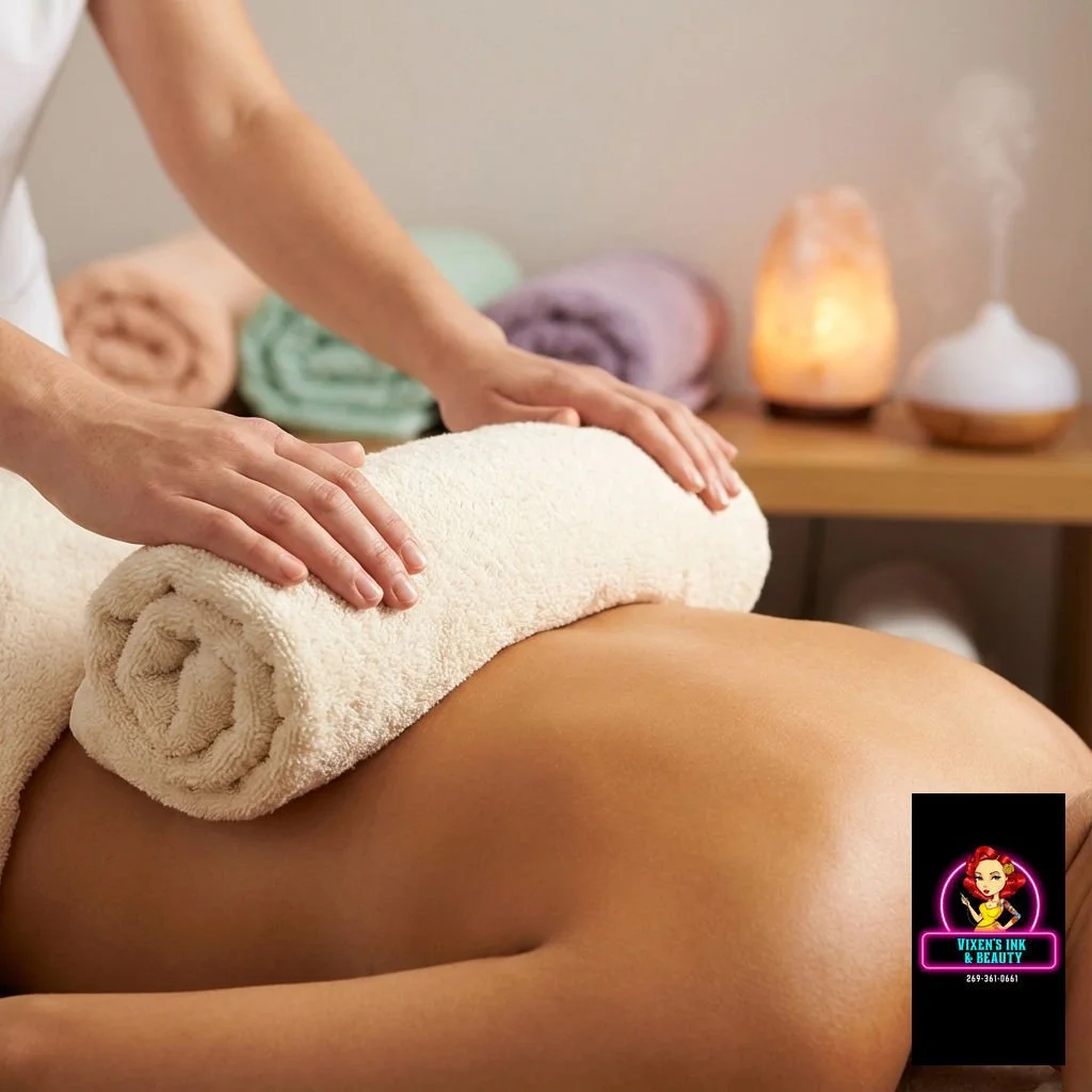 First time getting a massage? Here&rsquo;s how we make it AMAZING at Vixen&rsquo;s Ink &amp; Beauty! 💆&zwj;♀️✨

&bull; Walk in, take a breath: the cozy Vixen&rsquo;s vibe starts working right away. We chat, you settle in, maybe laugh a little! 
&bul