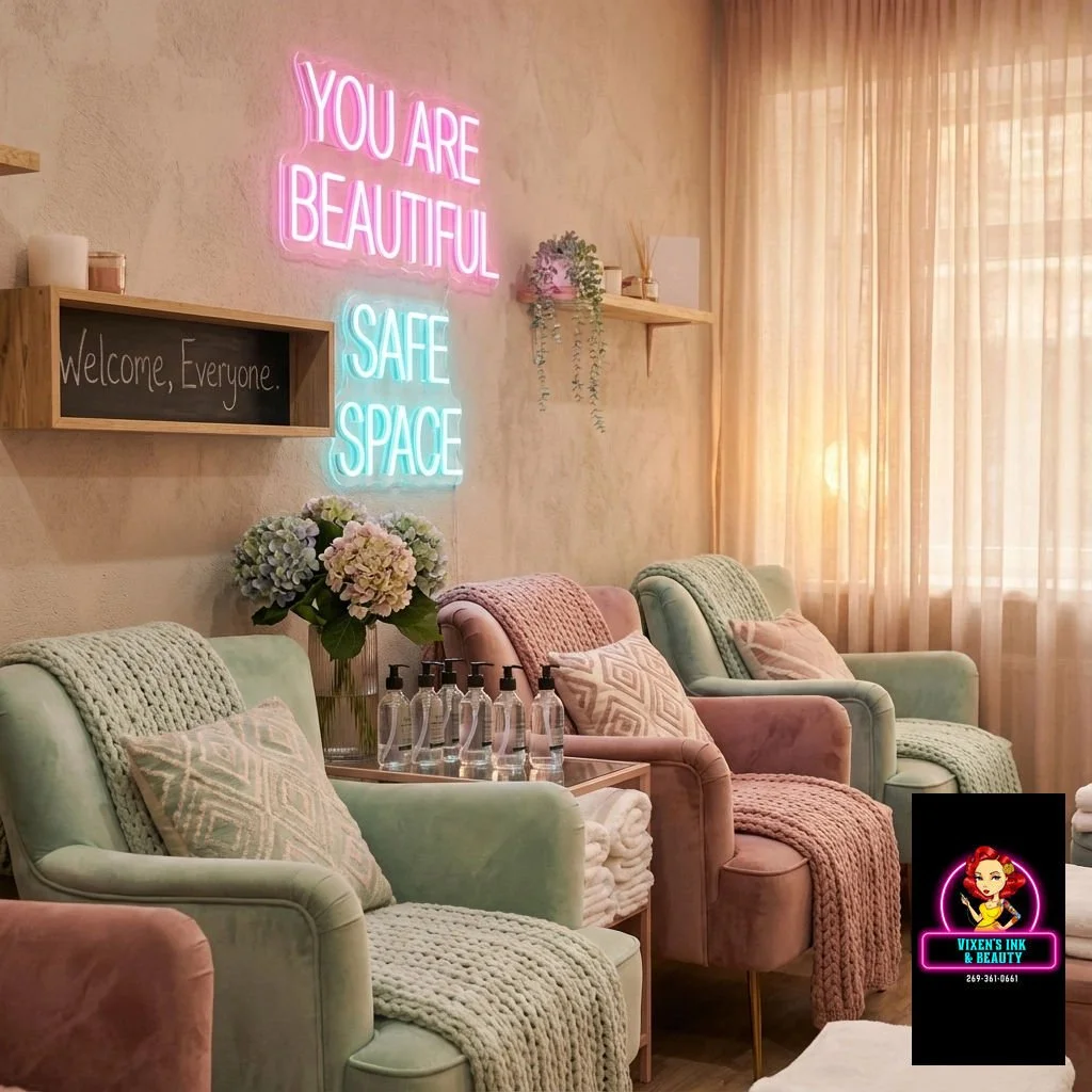 Step in and feel at home! 💖 At Vixen&rsquo;s Ink and Beauty, your comfort is our obsession: from the moment you walk through our doors, every detail is designed to make you feel safe, welcomed, and truly seen. 

Whether it&rsquo;s the care in our co