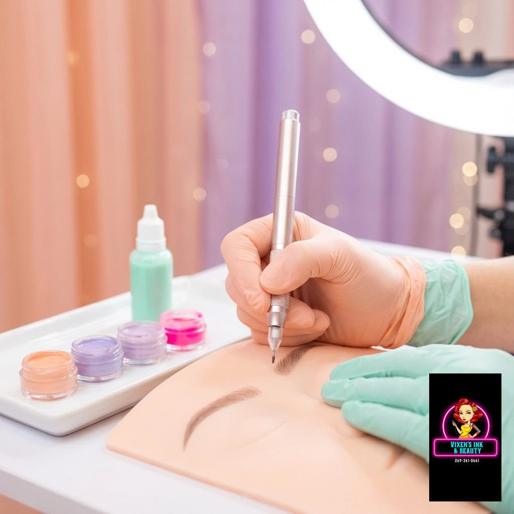 The "clean girl" era is here, and we're so on board! ✨ Clients at Vixen&rsquo;s Ink and Beauty are loving the softer, ultra-natural look for permanent makeup: think fluffy brows, barely-there lash lines, and whisper-pink lips. It&rsquo;s al