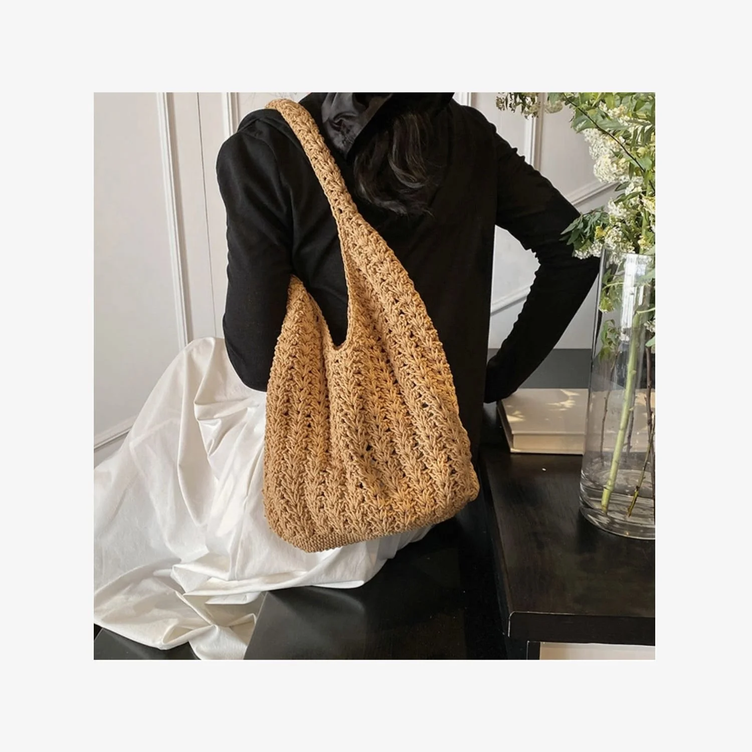 2026 Cotton Rope Woven Hobo Purse Crochet Shoulder Bag