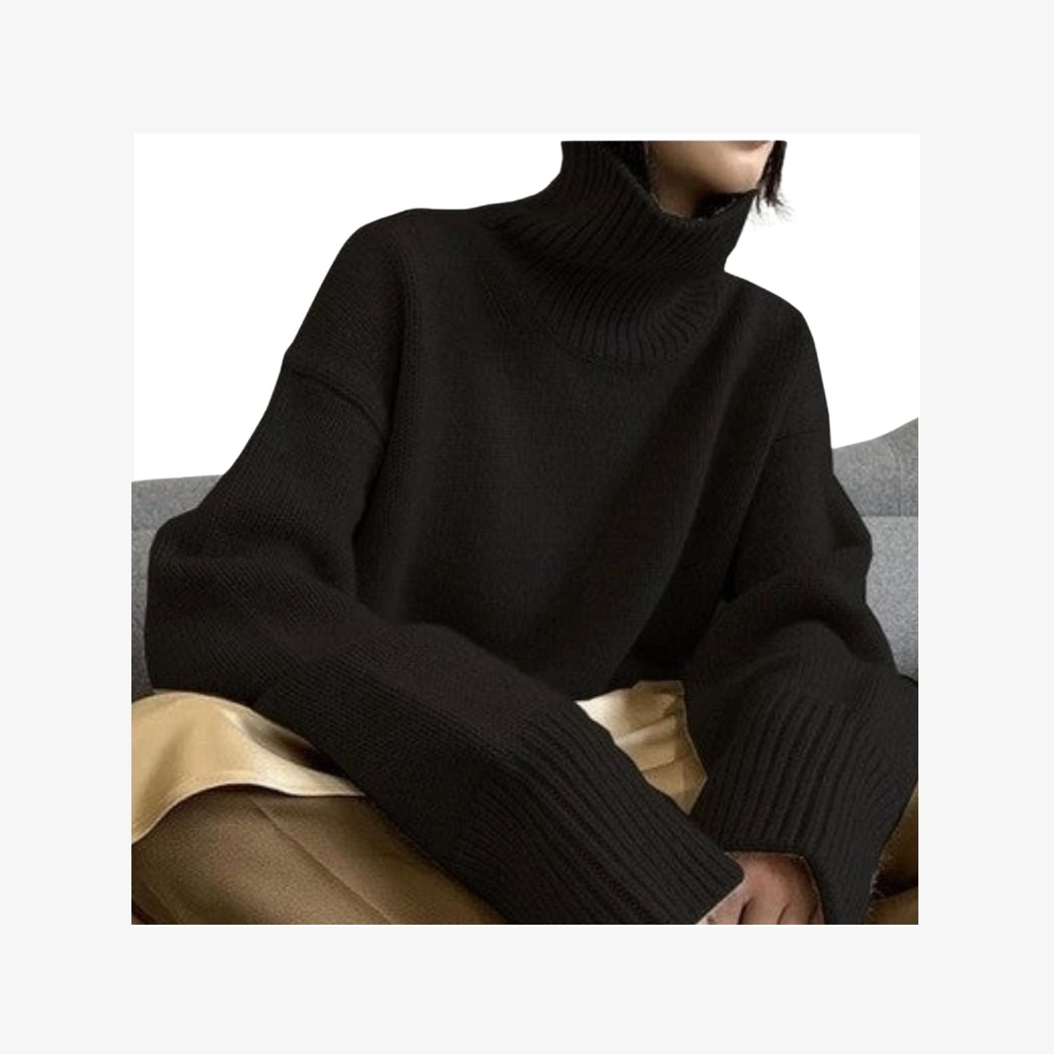 High Neck Loose Thick Cashmere Sweater