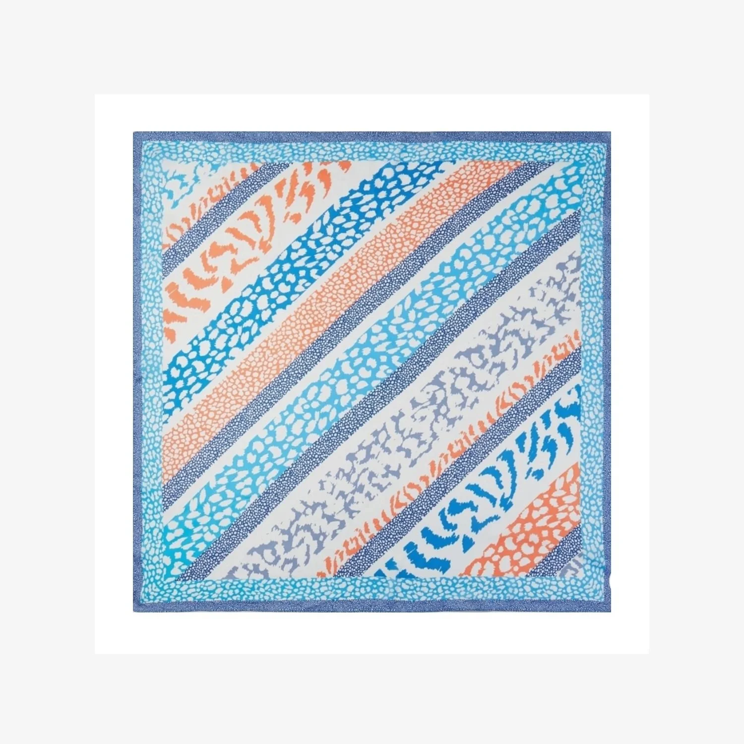 Blue & Coral Animal Print Scarf – Women's Patterned Fashion Scarf