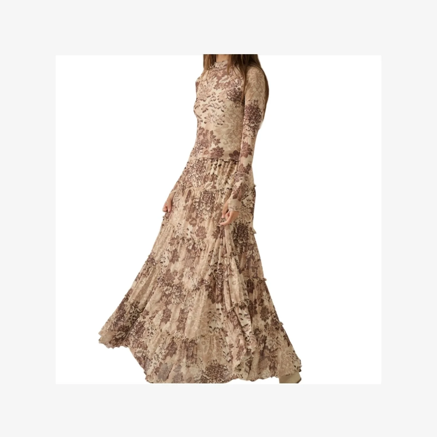 Vintage Floral Tiered Maxi Skirt