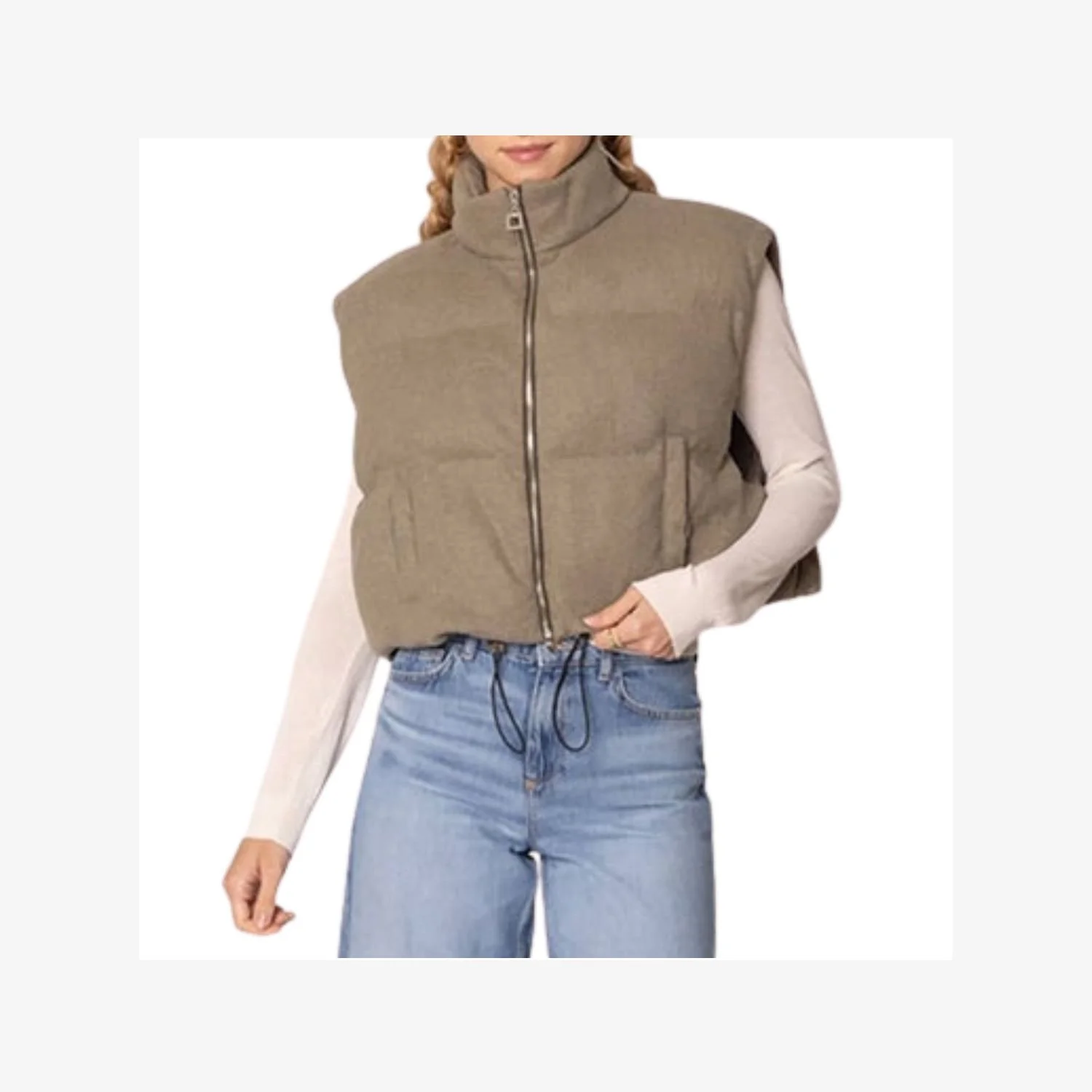 Solid Knit Padded Vest - Sage