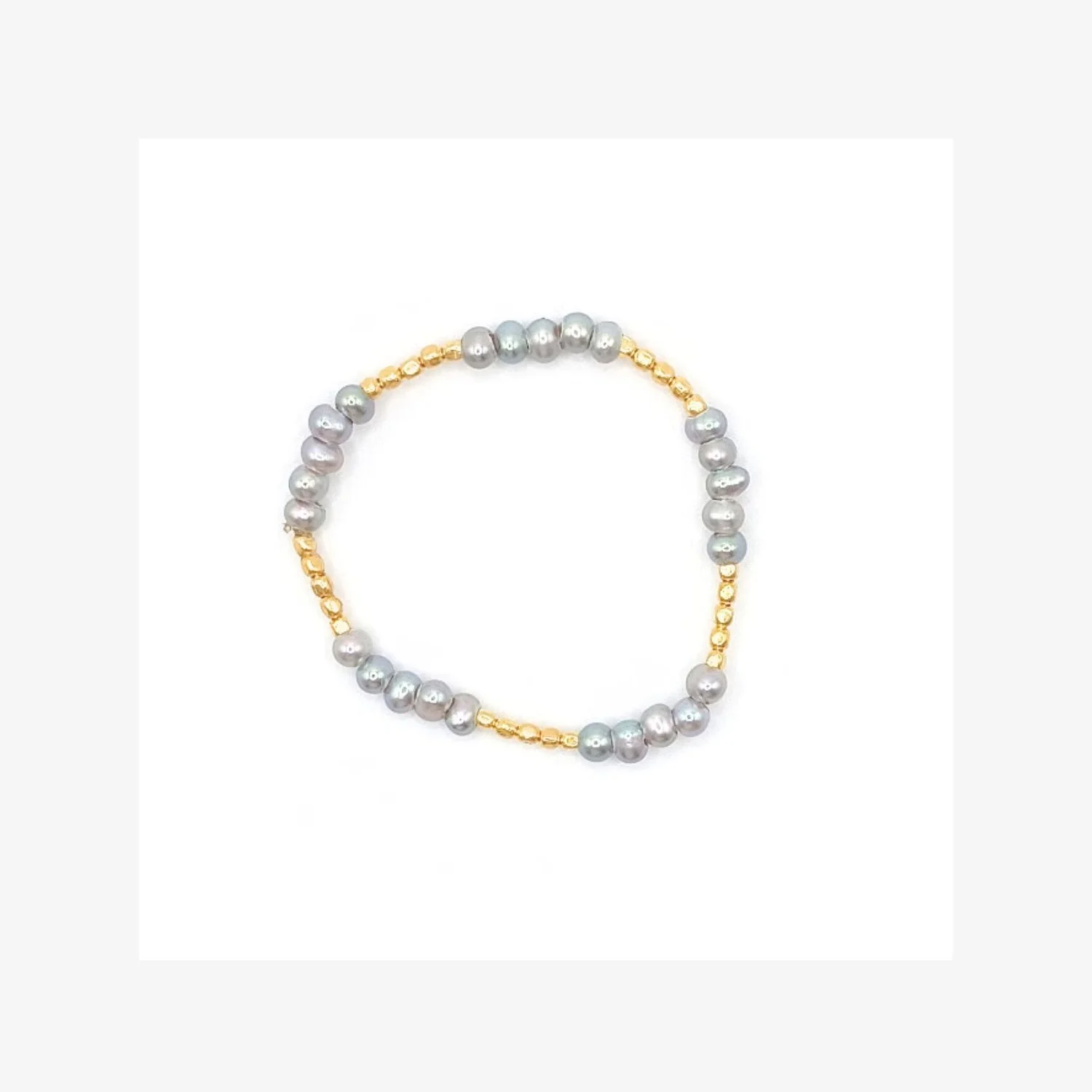 Freshwater Pearl & Gold Bead Bracelet