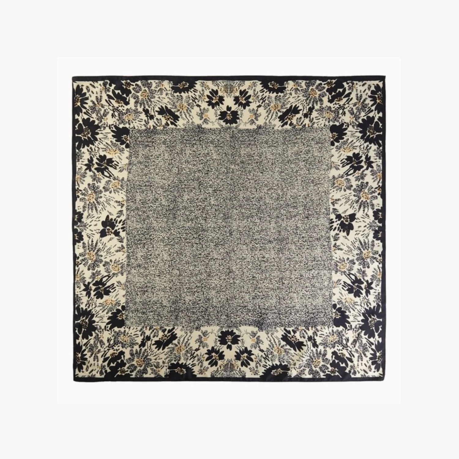 Black & Cream Floral Scarf – Women's Vintage-Inspired Patterned Scarf
