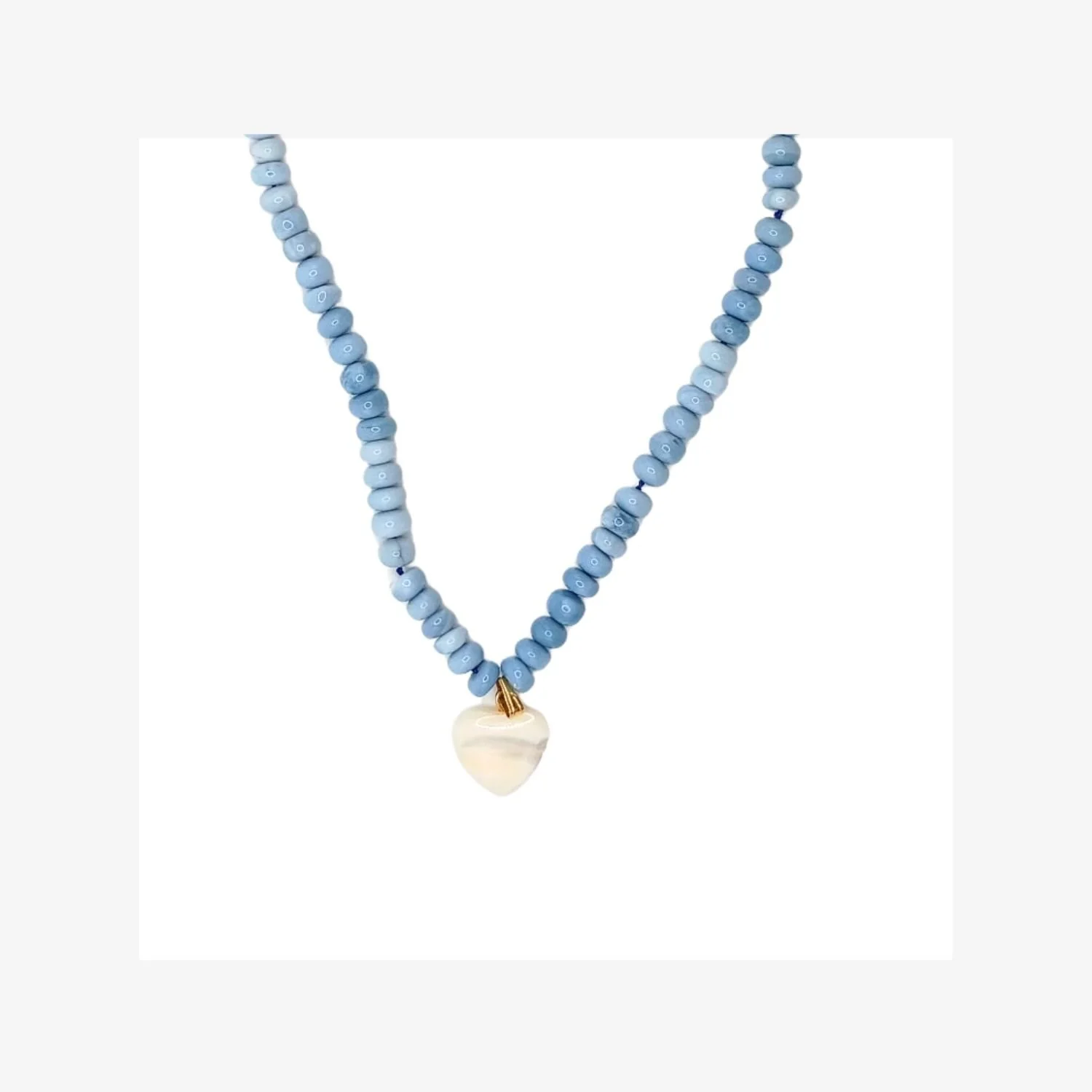 Blue Opal & Mother of Pearl Heart Necklace