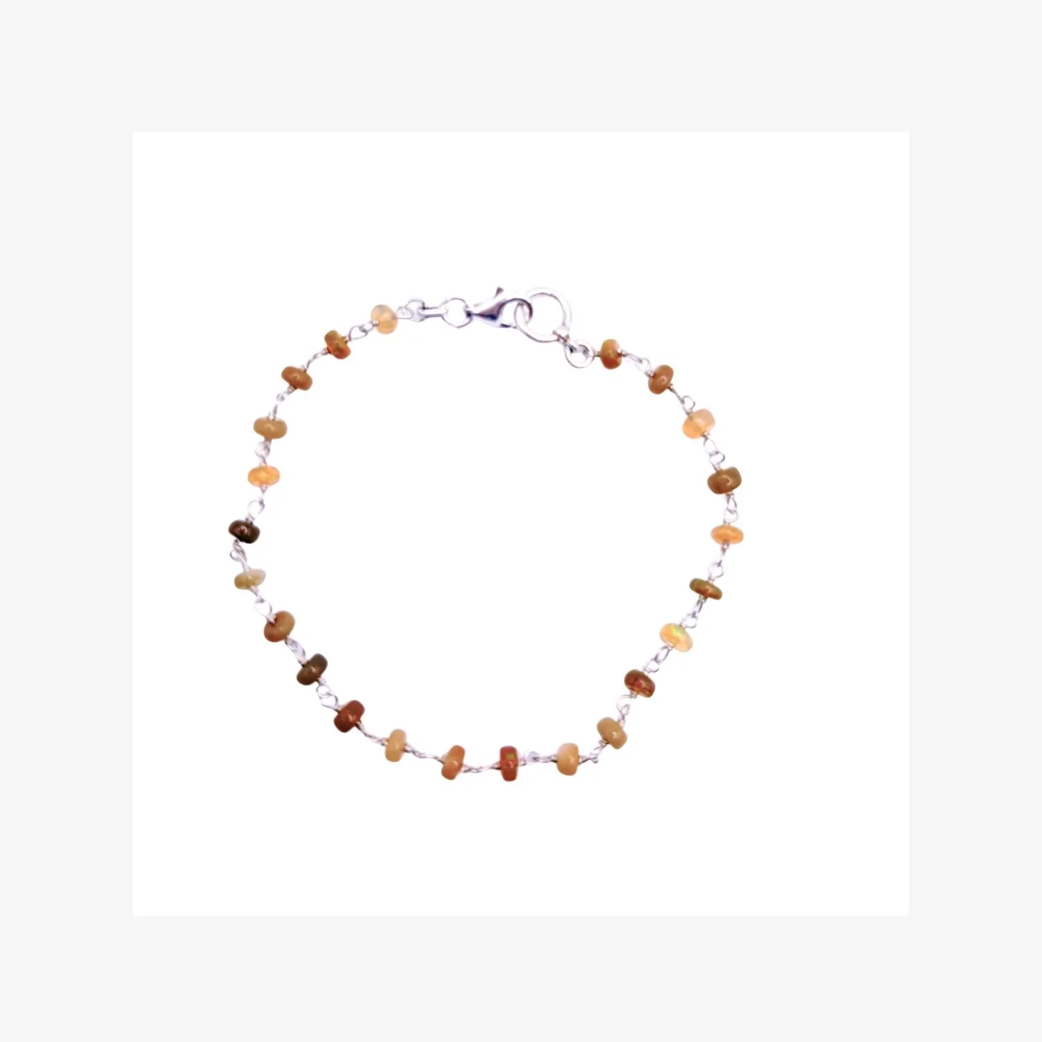 Ethiopian Opal Silver Chain Bracelet
