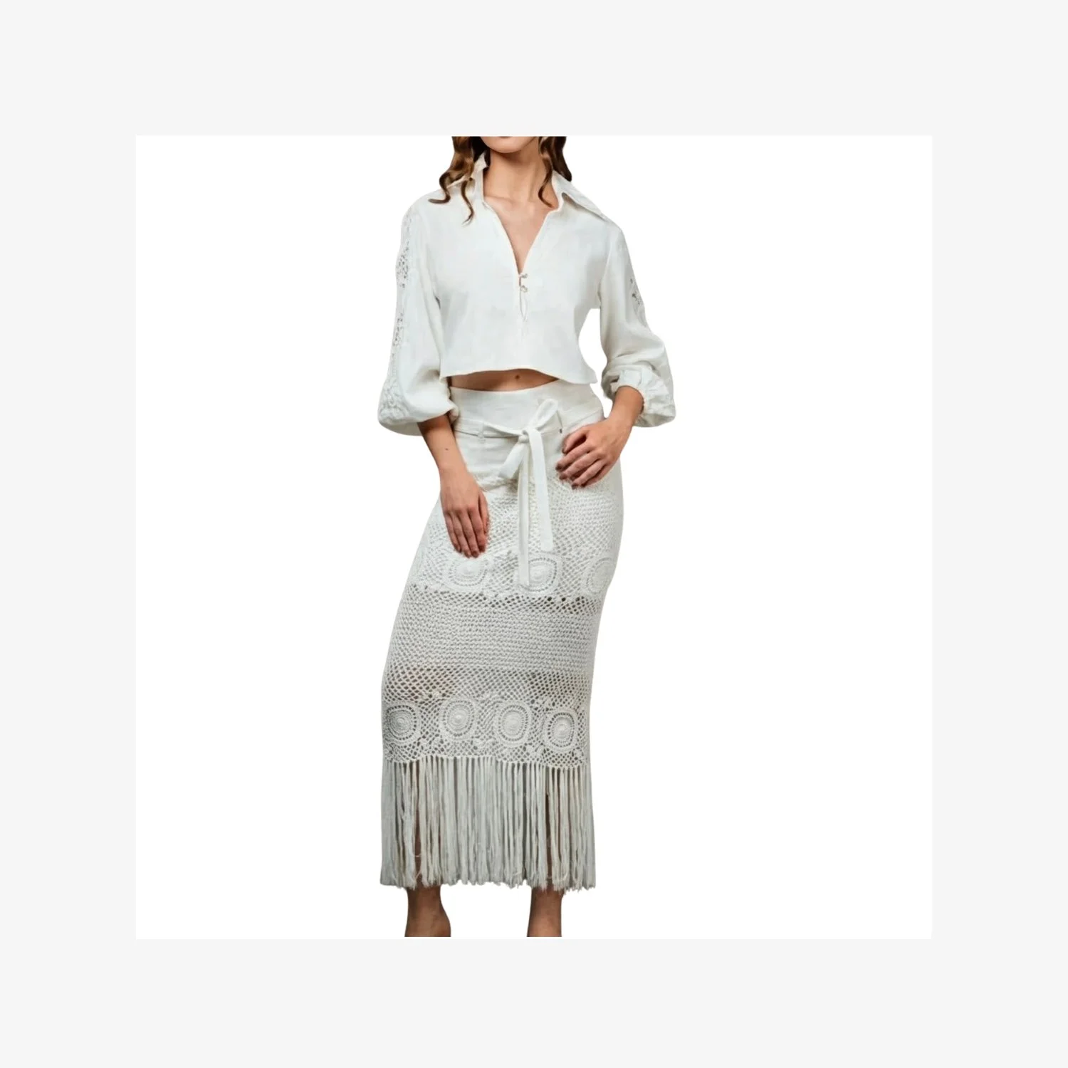 Exclusive Lina Lemus Caralina Skirt Crochet/Linen