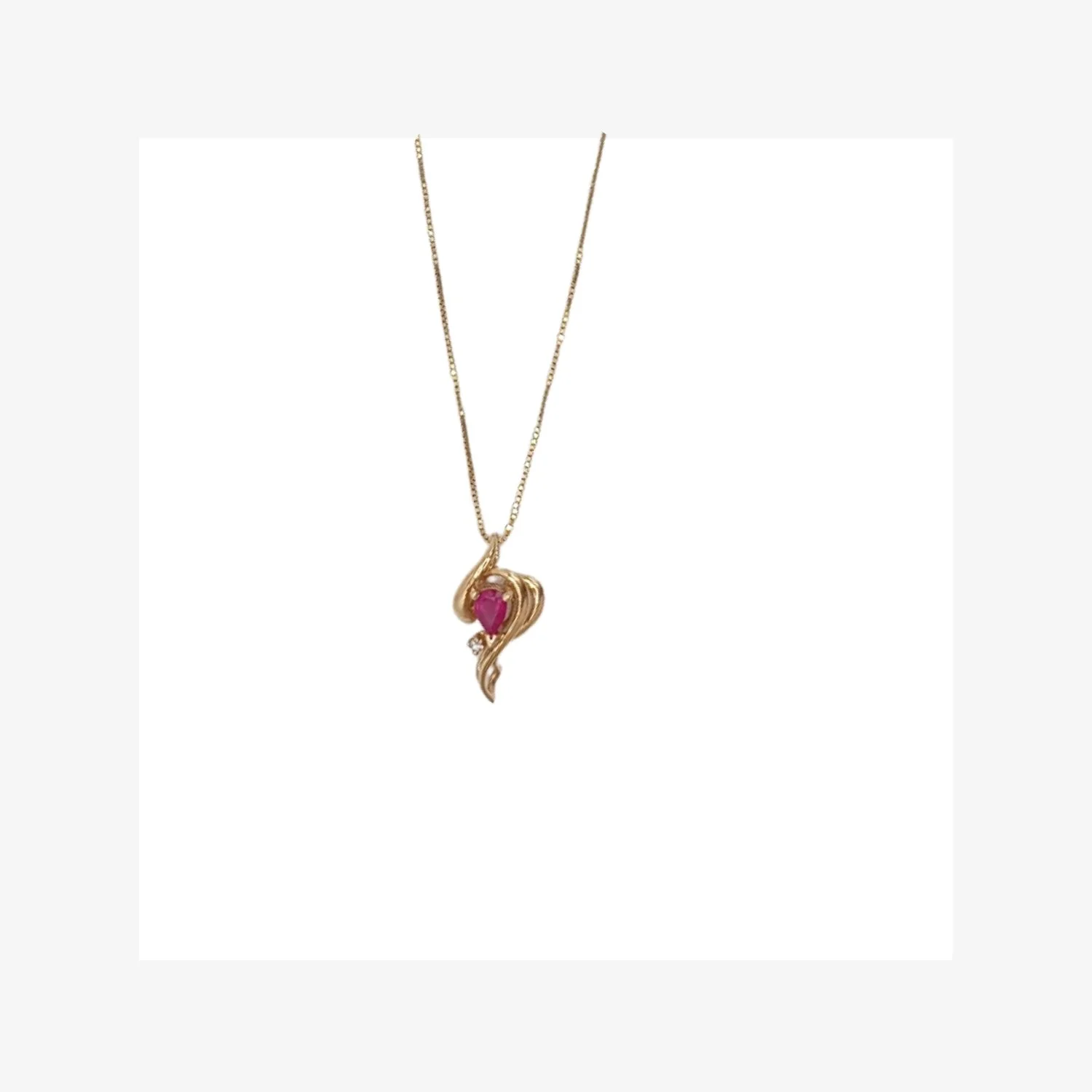 Estate Necklace - Ruby with Diamond 14k