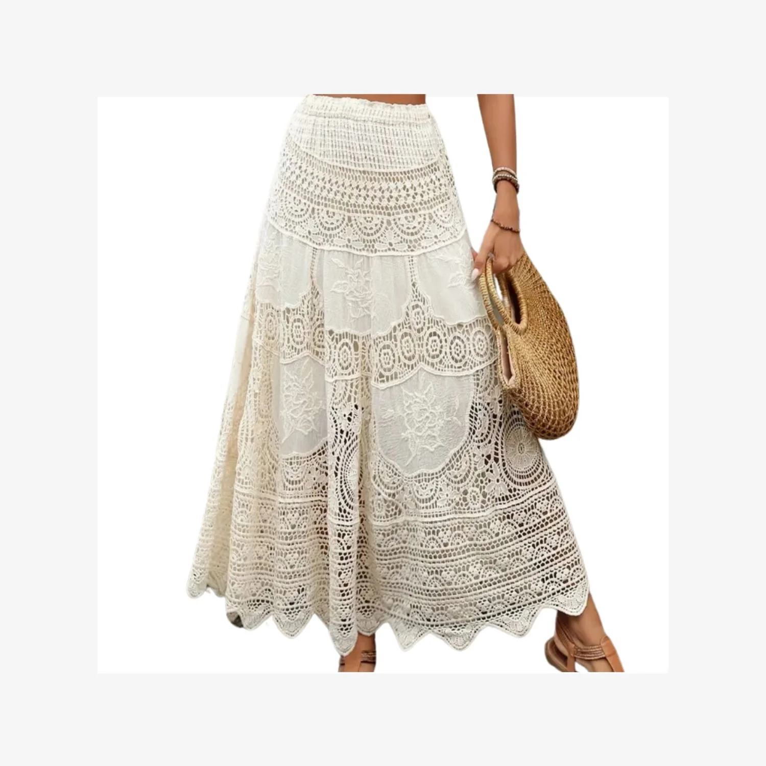 Bohemian Lace Skirt with Crochet Details