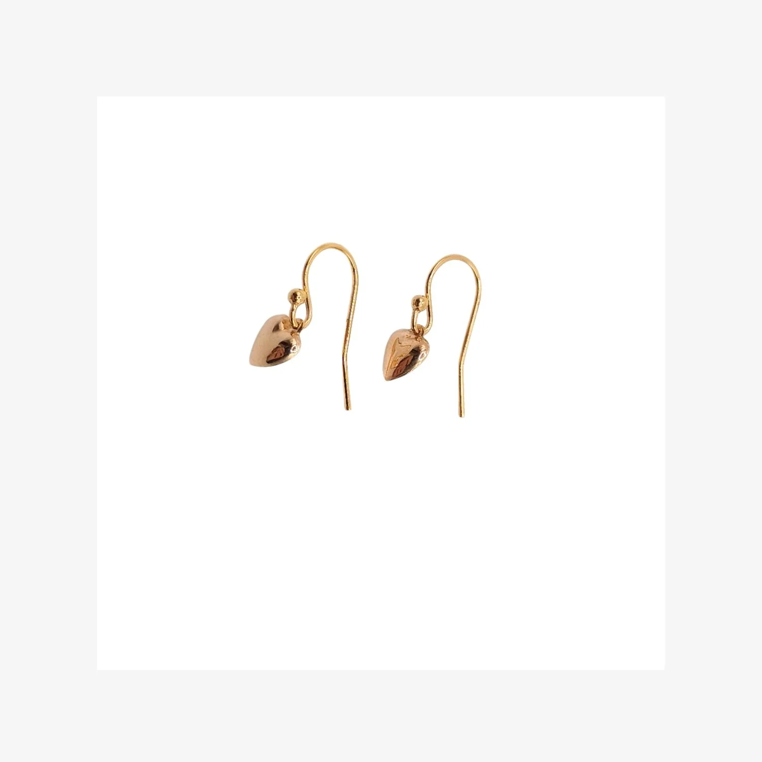 14K Puffy Small Heart Charm Earrings