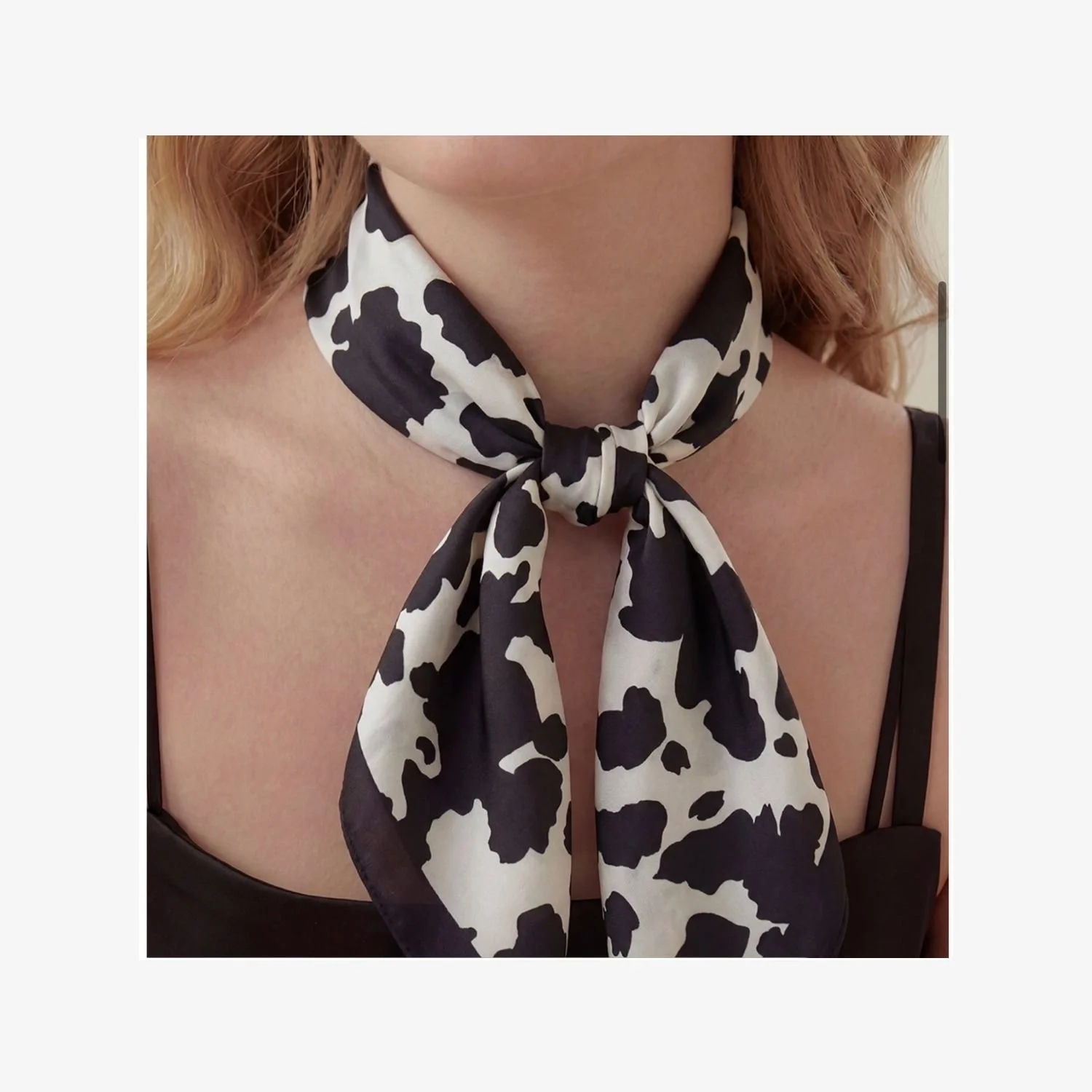 Black & White Cow Print Scarf | Women's Western Print Neck Scarf