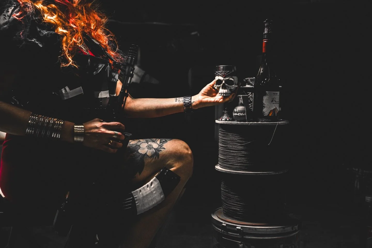 The problem is we don&rsquo;t drink from the skulls of our enemies anymore. 
.
@davranov chest rig and leather wrap
@jerseyl18 💃 
.
#justgirlythings #cinematicvisuals #filmsetphotography #gametrailers #davranov