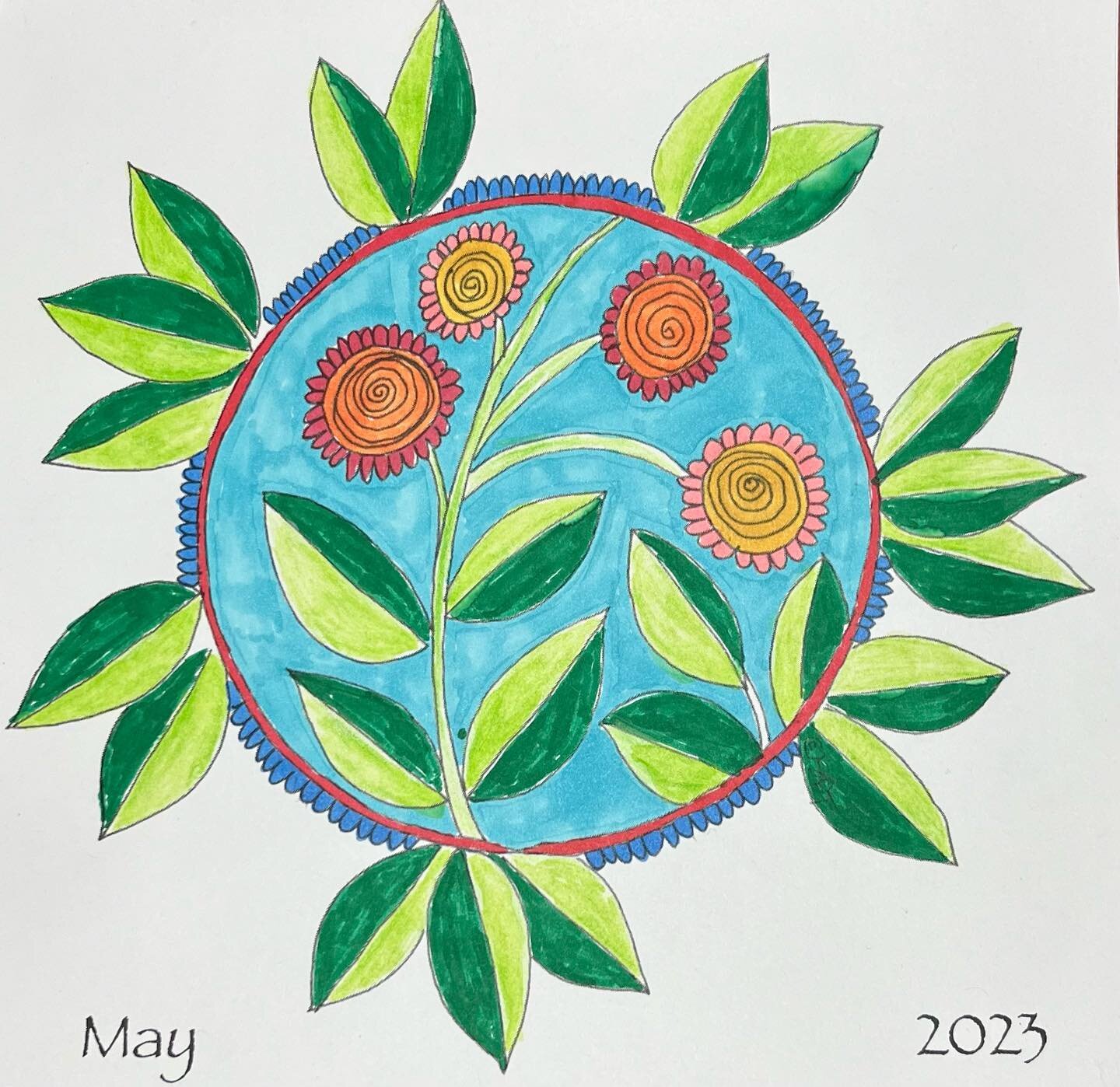 Day 46 of my 100 day project&hellip; the month of May of my 2023 coloring calendar #the100dayproject #coloring #markers #watercolor #floraldesign #flowers #penandink