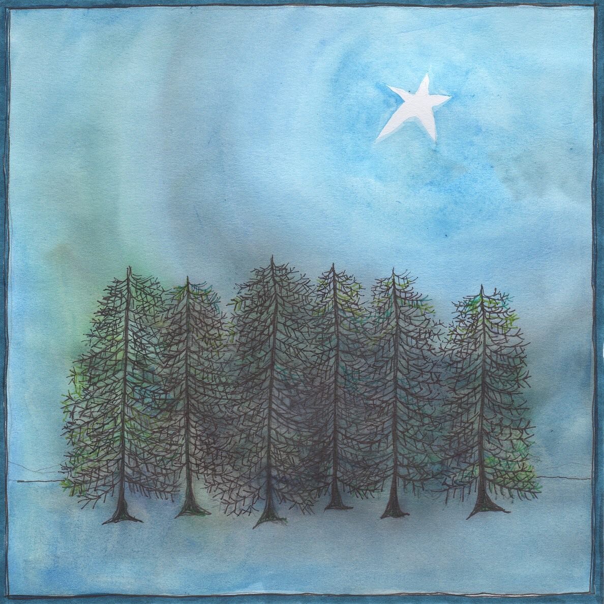 Day 55 of my 100 day challenge #the100dayproject #trees #stars #night##suzannedrownart