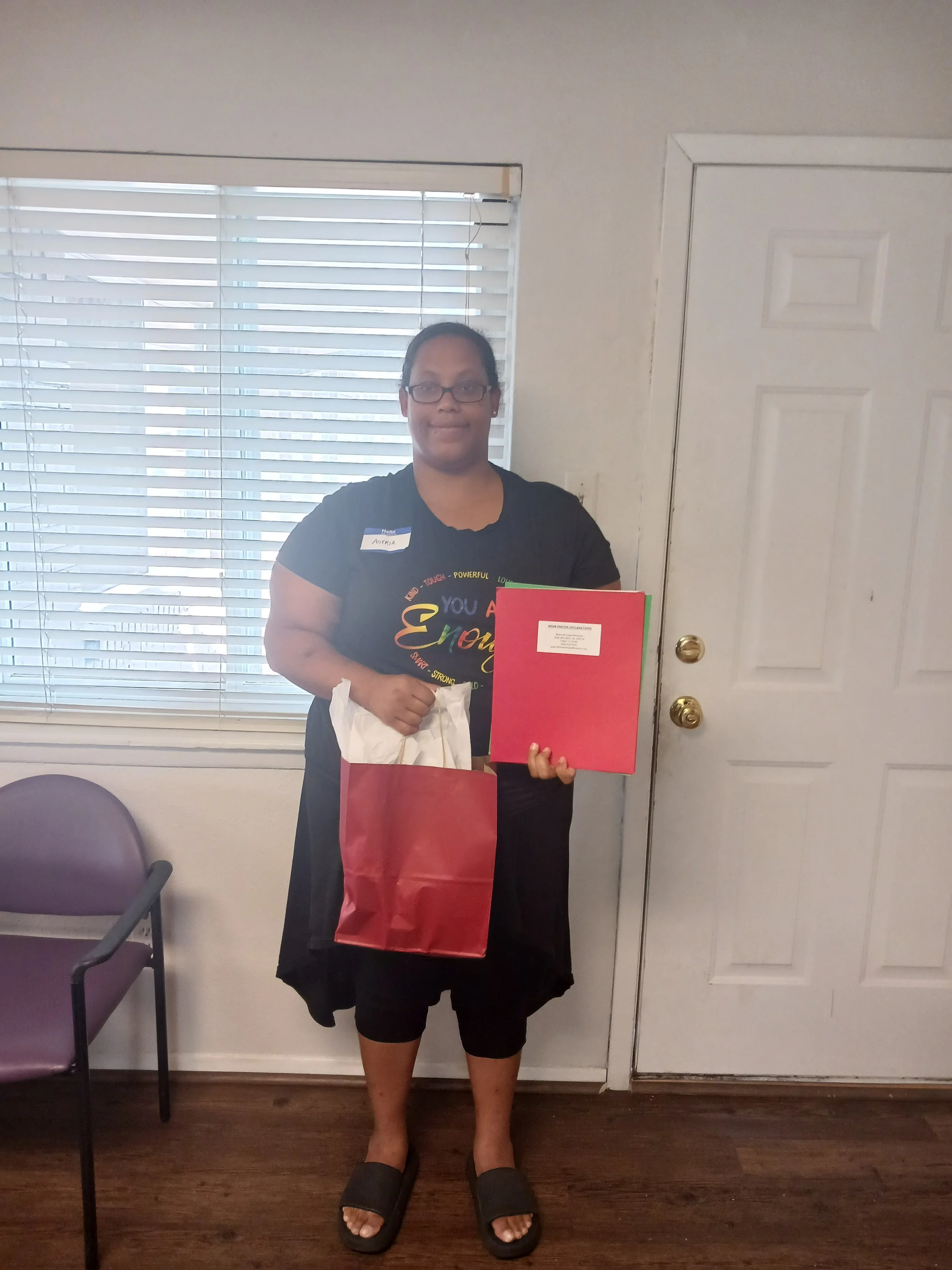 Gift Bags and Prayer Folders given to Single Mom and Children during community outreach on 9/13/25