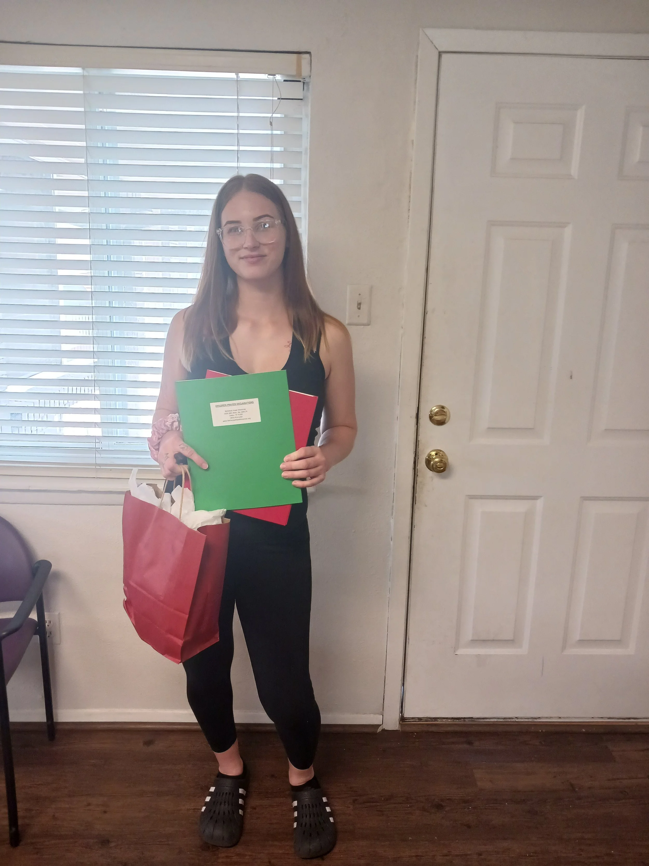 Gift Bags and Prayer Folders given to Single Mom and Children during community outreach on 9/13/25