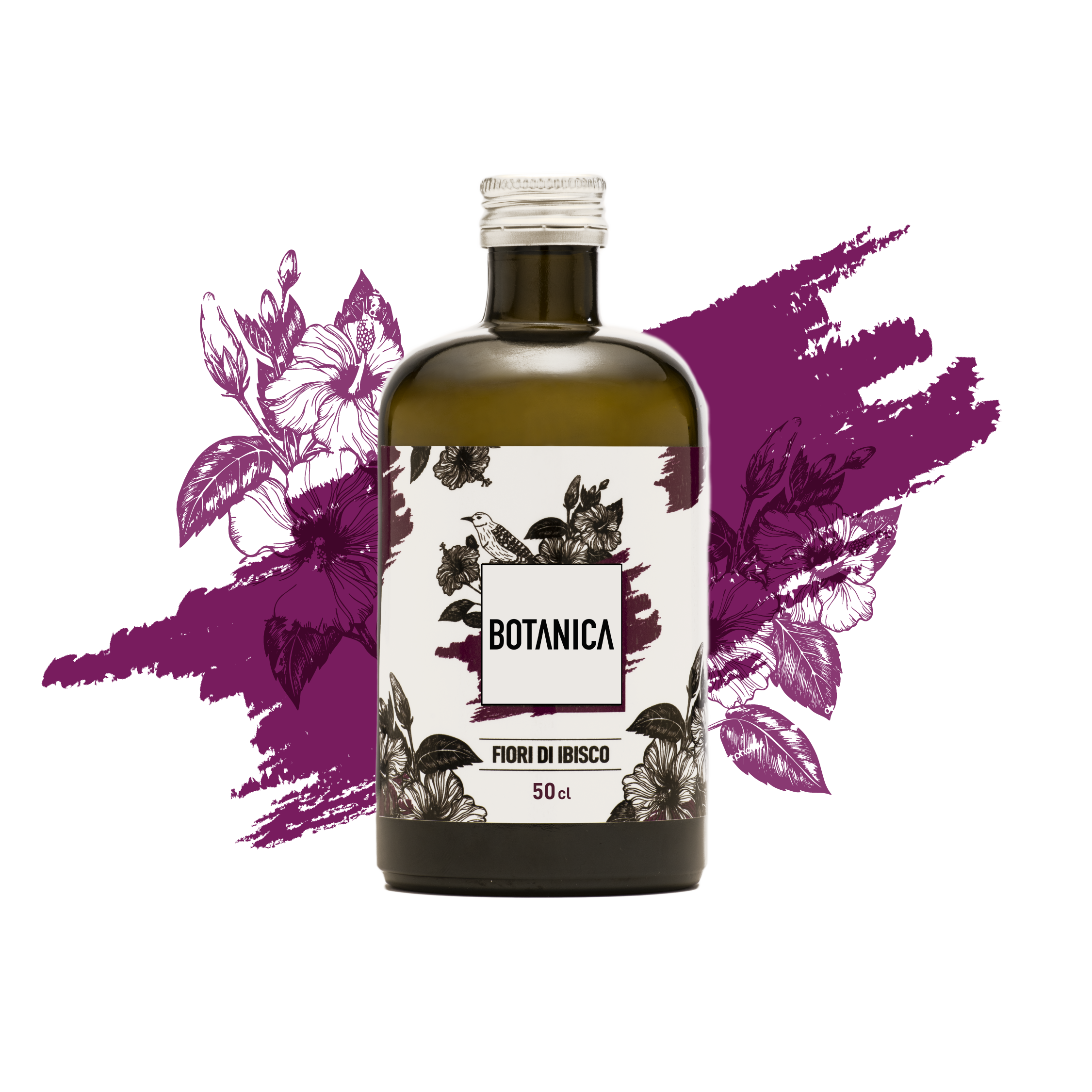 BOTANICA Hibiscus Flowers non-alcoholic botanical extract, ultrasound-extracted, used in mixology for floral and aromatic alcohol-free drinks.