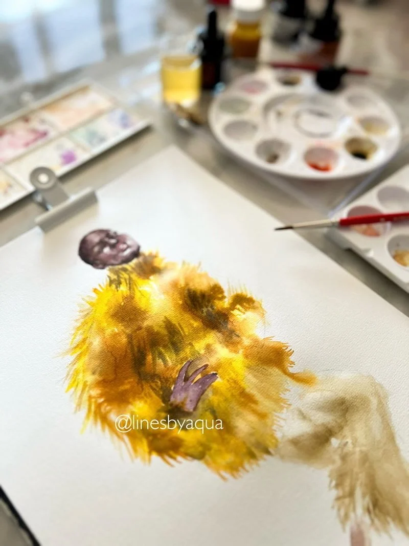 Don&rsquo;t we all love this golden look? 💛
@newbottega Summer 2026 by @louise_trotter_ 

.
.
.
.
#bottegavenetass26 #ss2026 #mlf #fashionweek #voguerunway #bottegaveneta #linesbyaqua #louisetrotter #drawing #sydneyillustrator #sydneyartist #fashion