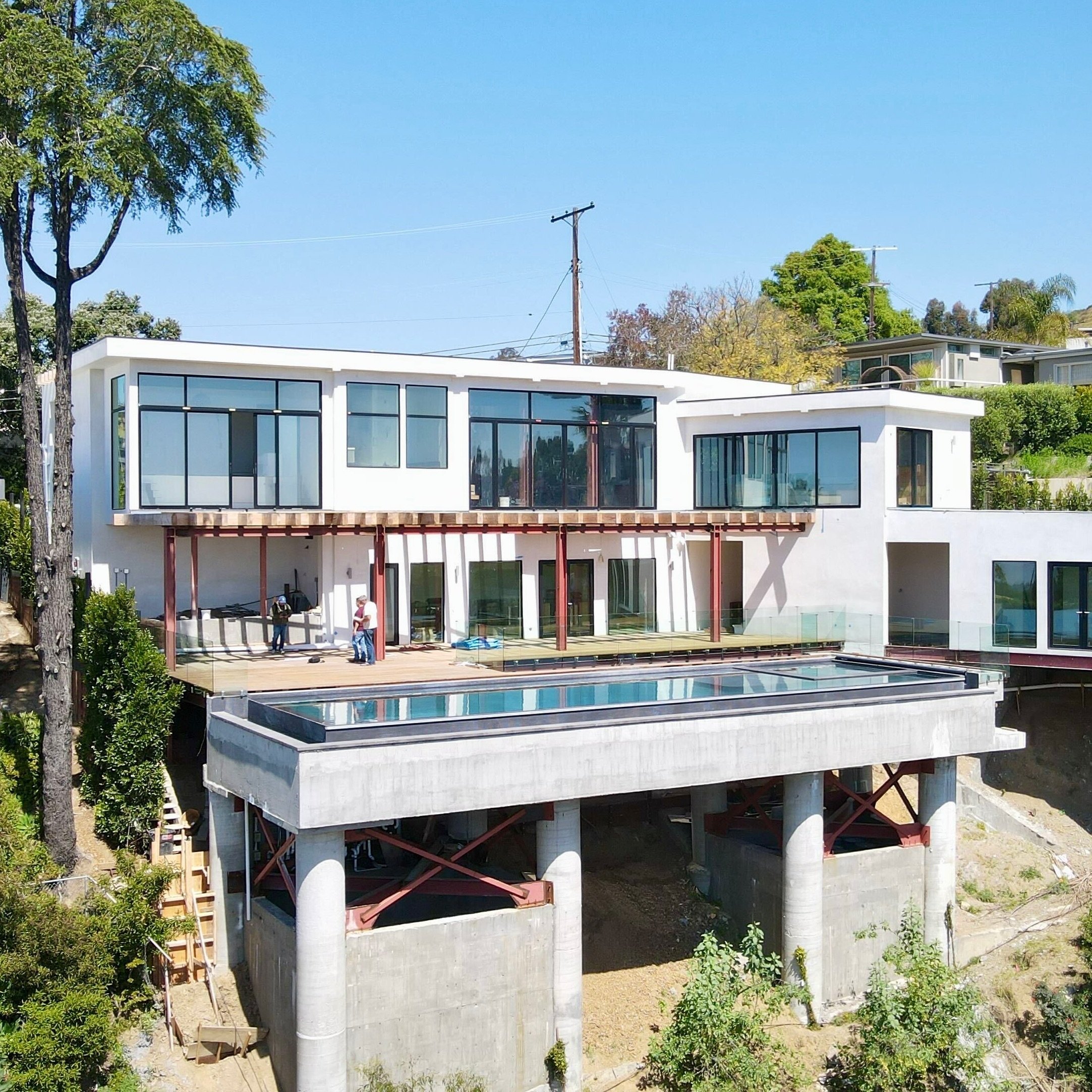 Almost complete, one of our cooler projects is a major renovation of an existing single family home in the hills of Los Angeles. Pretty straightforward. Just 40 structural piles, some 70ft deep, and a little pool for dipping your toes on a summer nig