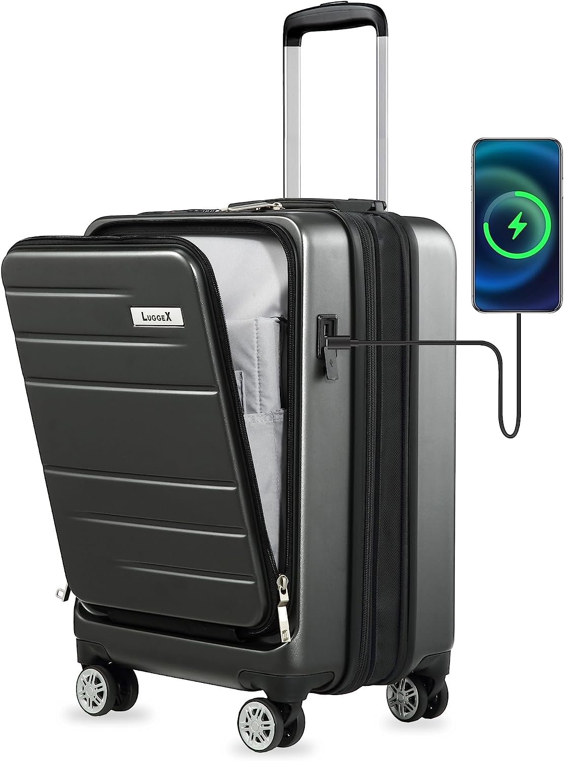 LUGGEX Expandable Carry On Luggage with USB Port